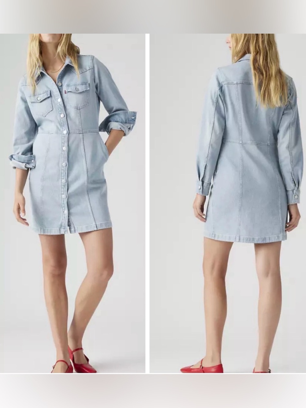 NWT Levi’s Flynn Western Button Down Denim Long Sleeve Mini Dress Plus Size 1X